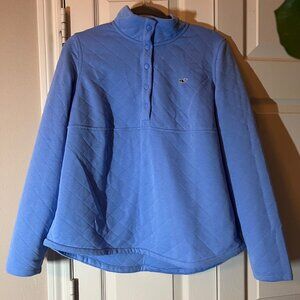 Women's Vineyard Vines Quilted Snap Pullover - Light Blue - Large